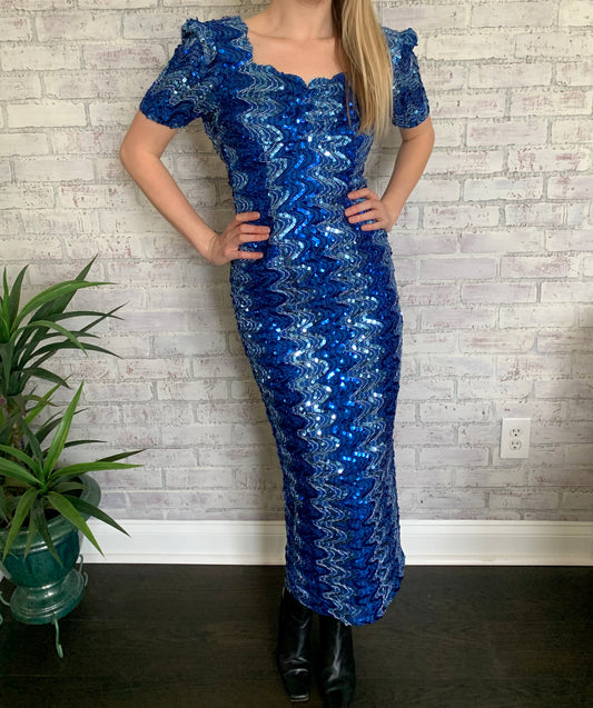 80s Vintage Sequin Gown