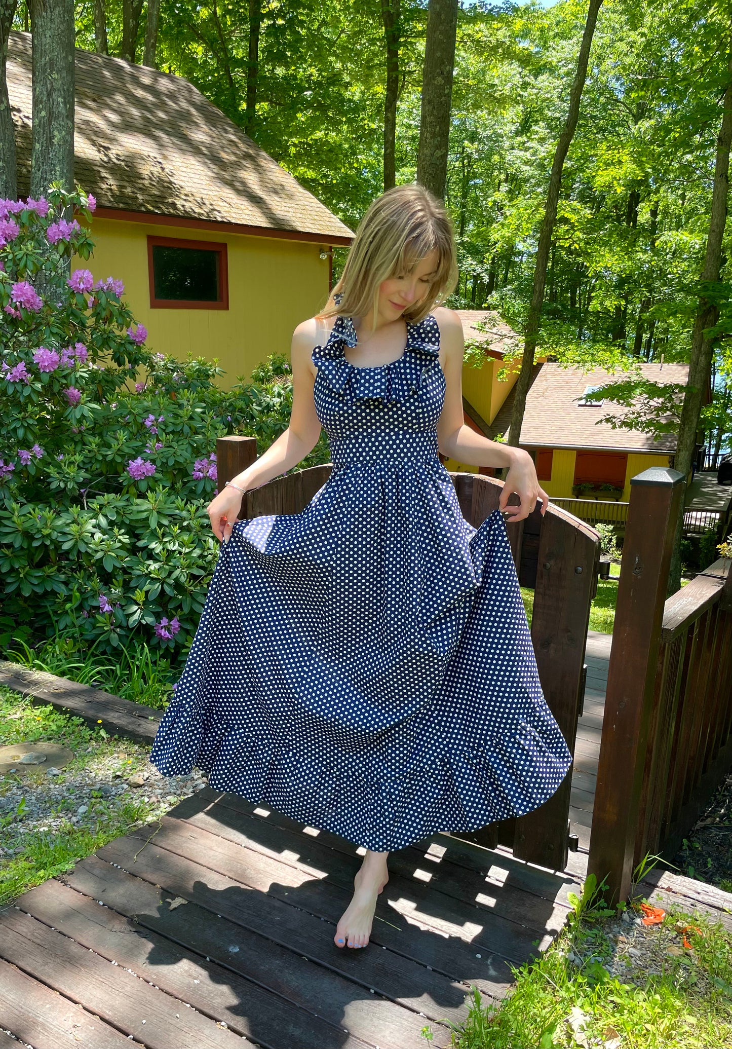 Vintage Polka Dot Maxi Dress