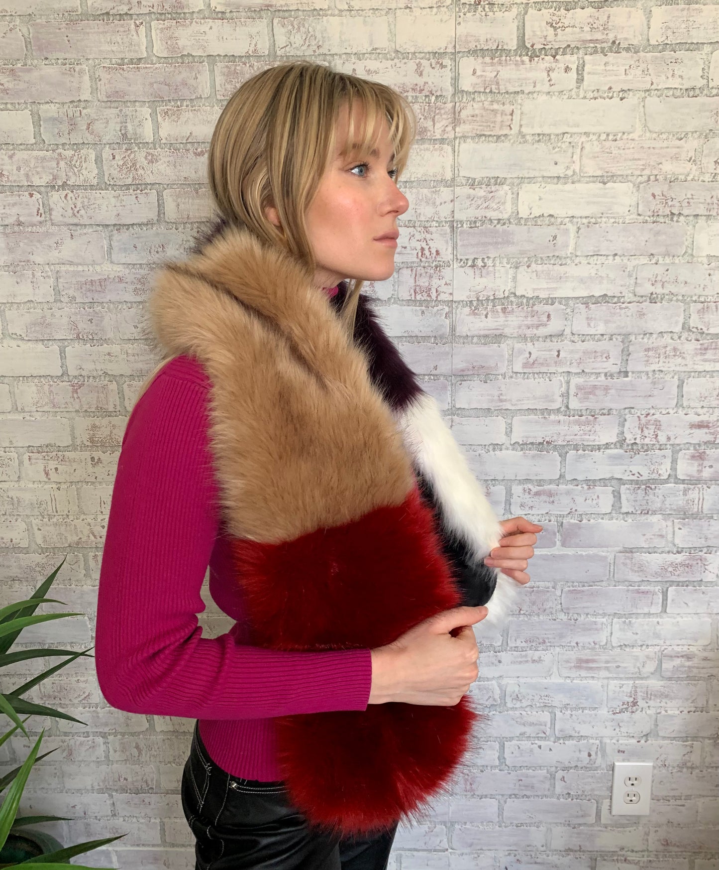 Multicolor Faux Fur Scarf