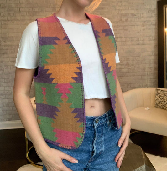 Colorful Western Print Vest