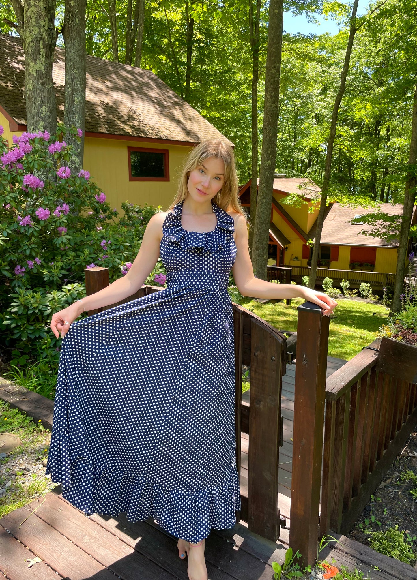 Vintage Polka Dot Maxi Dress