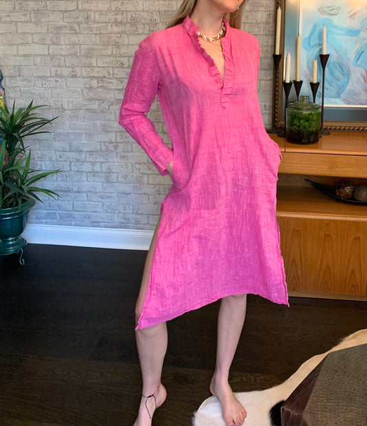 Pink Linen Dress/Cover Up