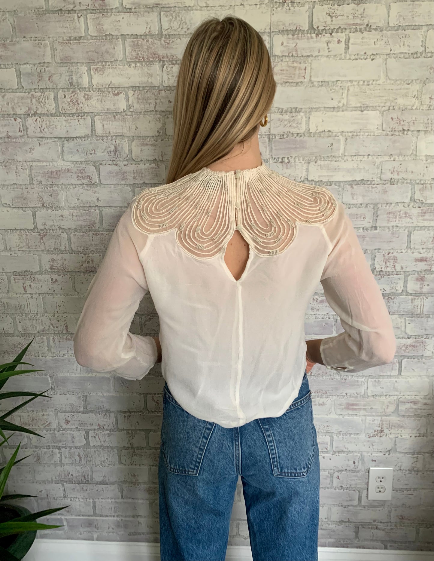 Cropped Chiffon Beaded Top