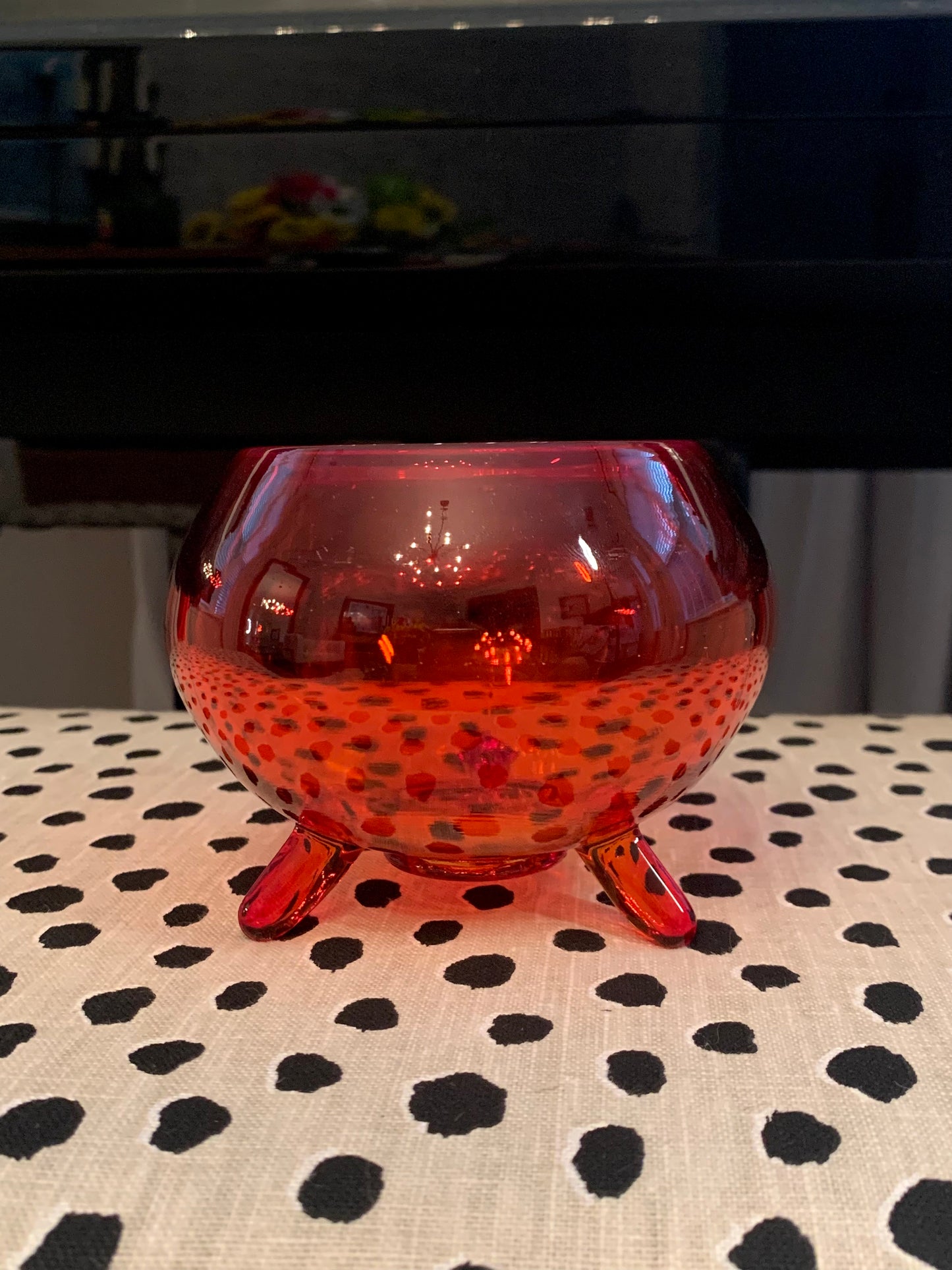 Red Glass Bowl Vase