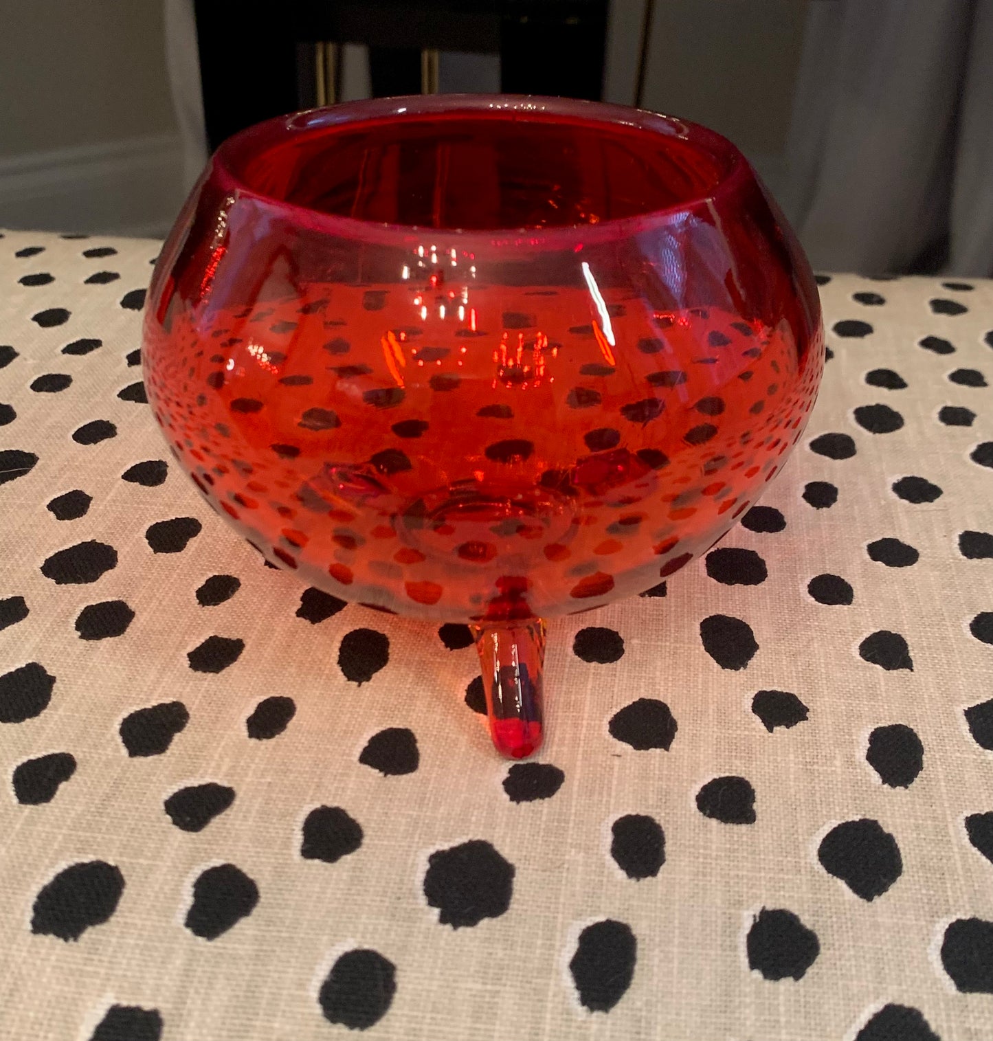 Red Glass Bowl Vase