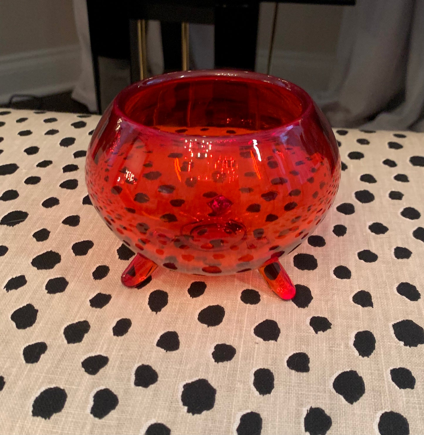 Red Glass Bowl Vase