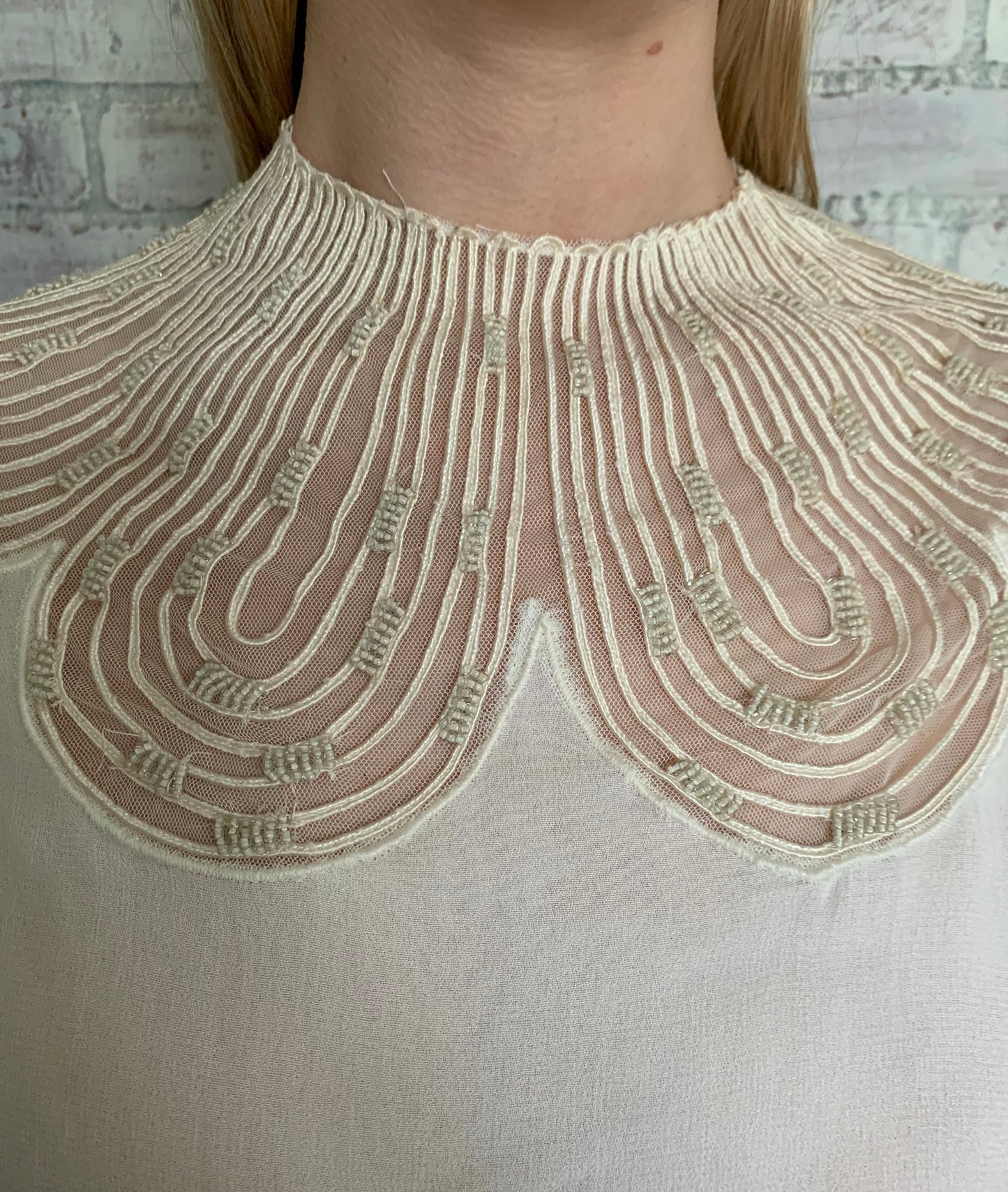 Cropped Chiffon Beaded Top