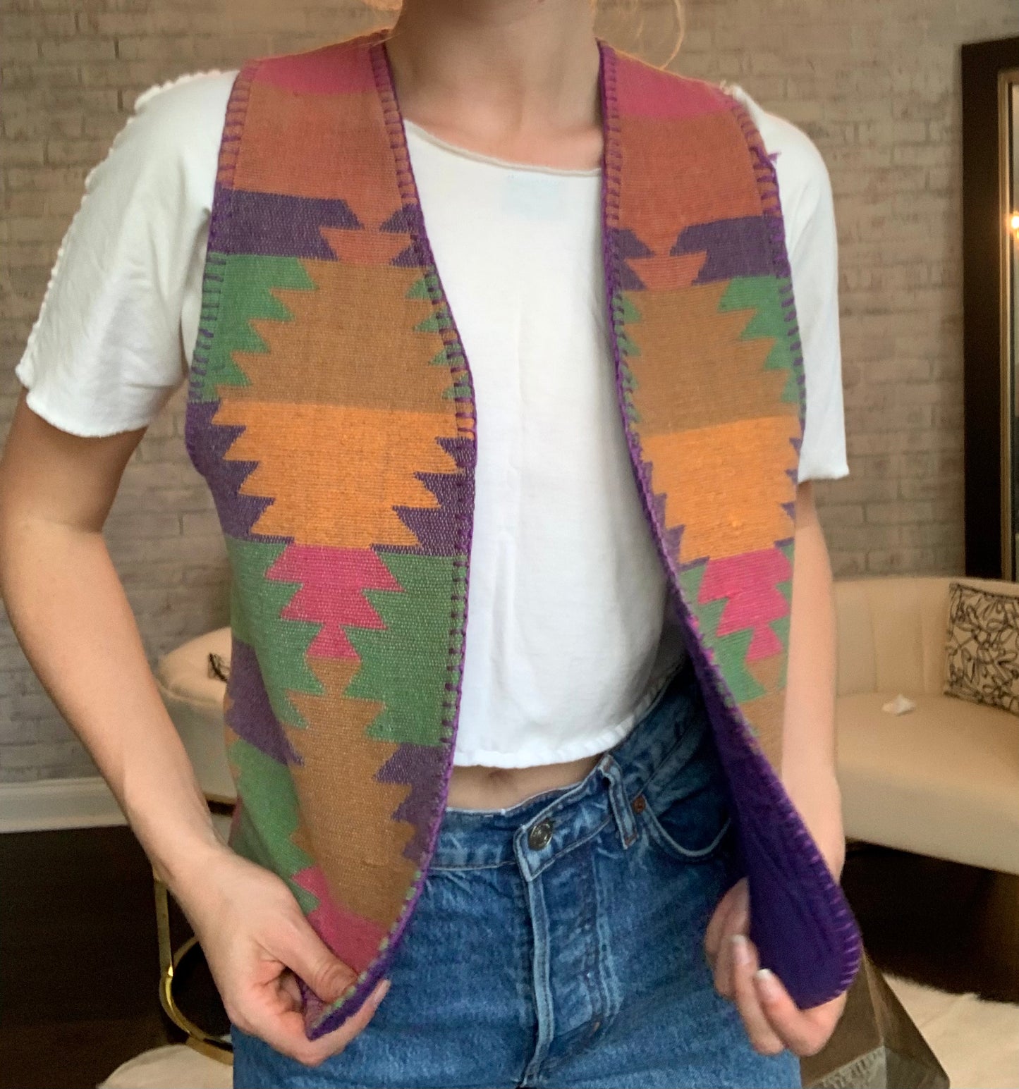 Colorful Western Print Vest