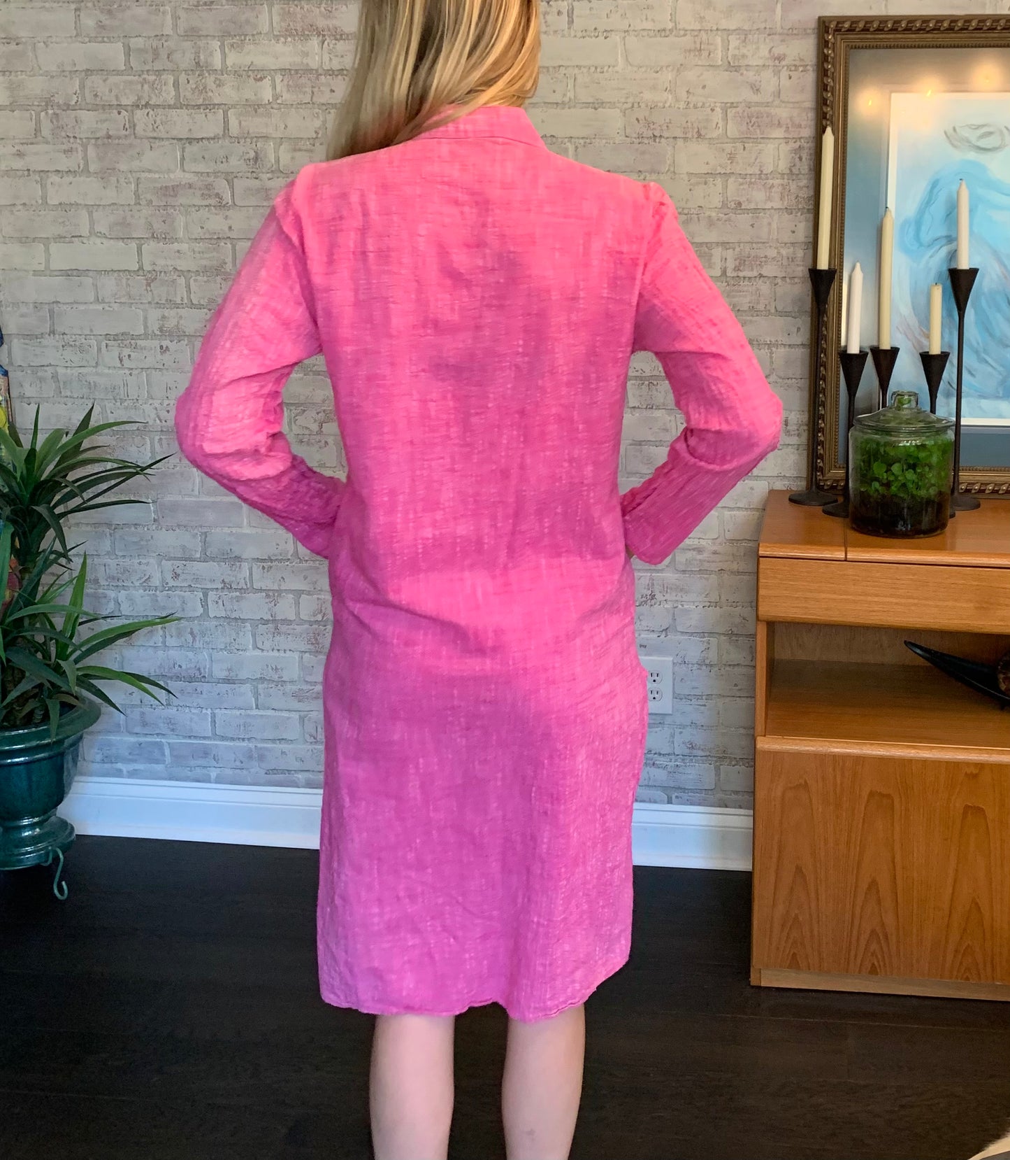 Pink Linen Dress/Cover Up