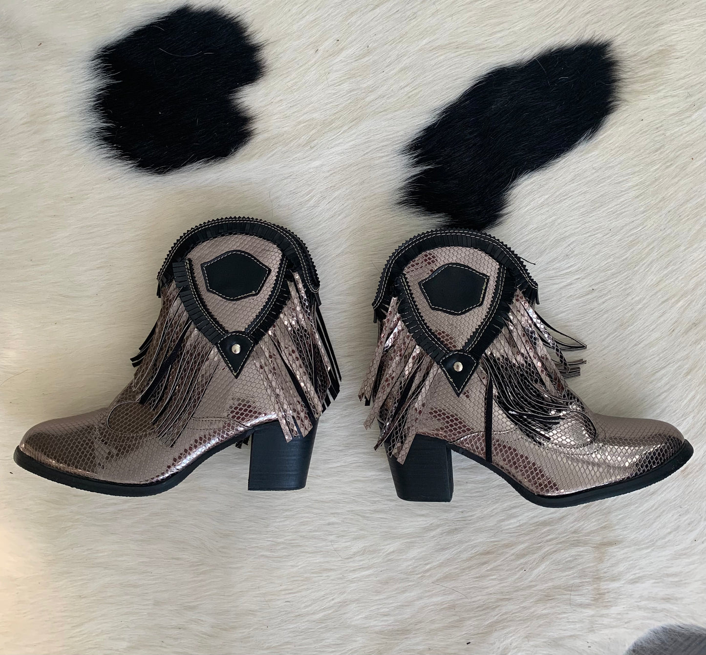 Silver Fringe Booties