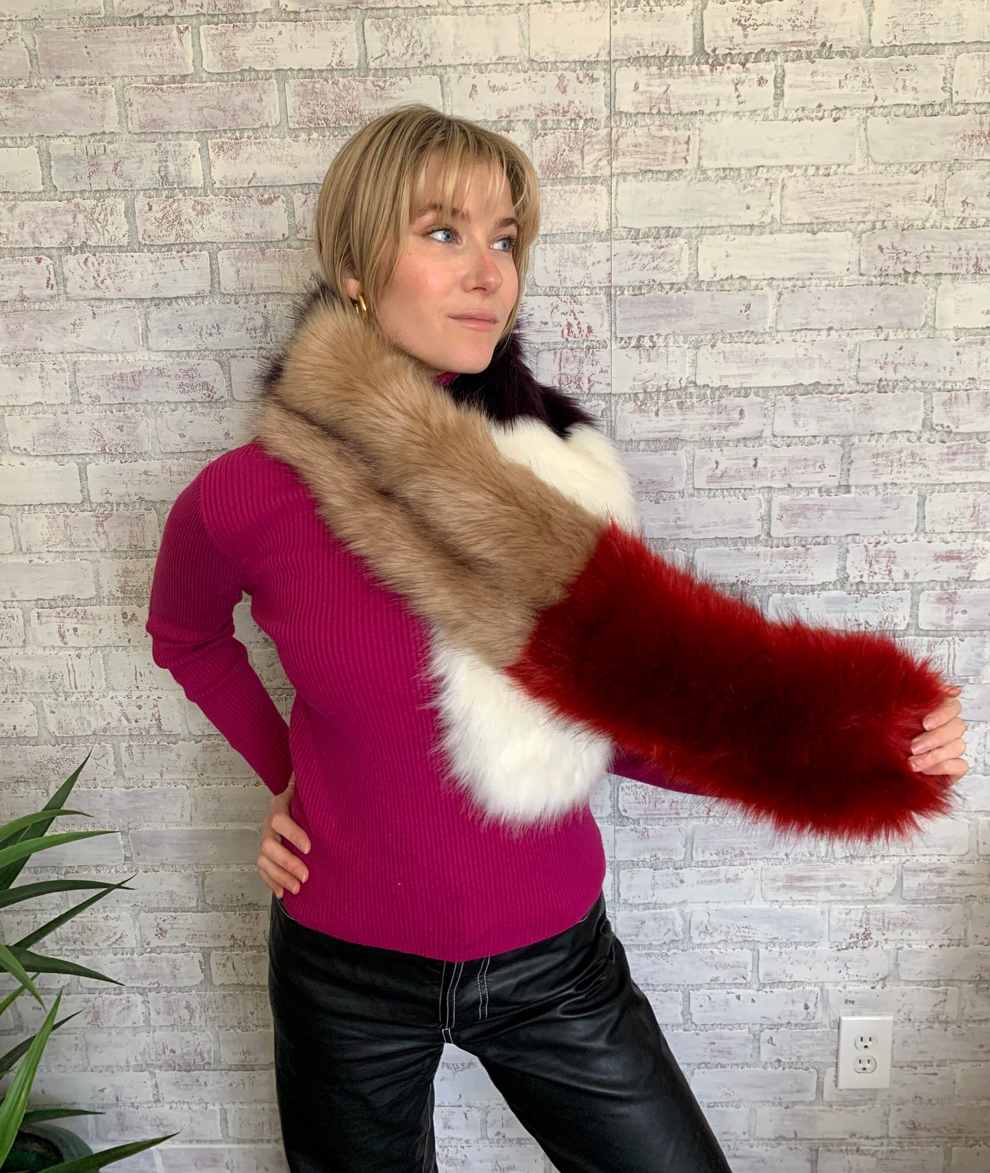 Multicolor Faux Fur Scarf